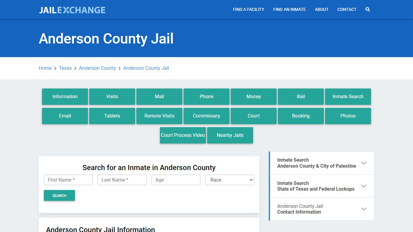 Anderson County Jail Roster Lookup, TX, Inmate Search